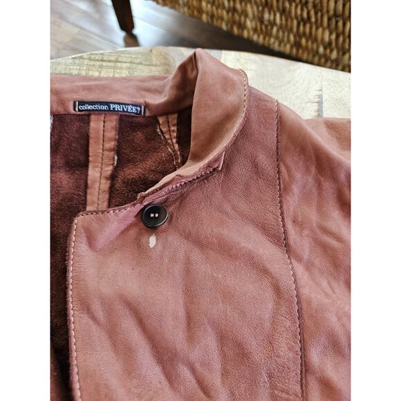 Collection Privee Pelle Leather Jacket Womens Size 42/6 Made In Italy Brown - Picture 8 of 16